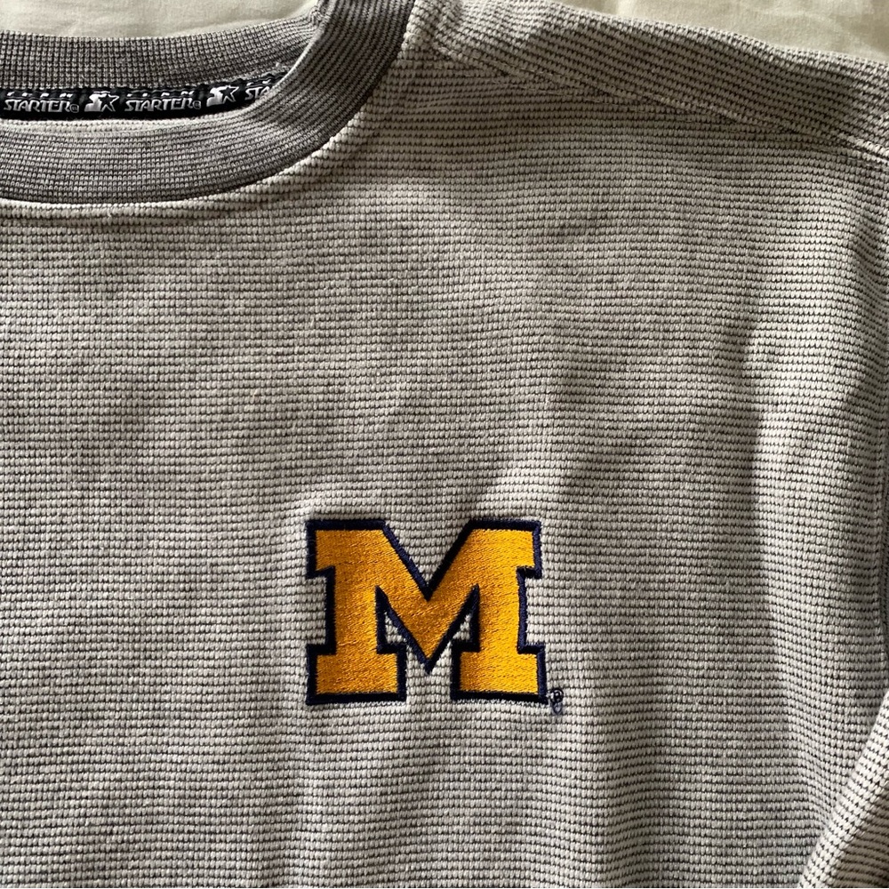 Vintage Starter University of Michigan Gray Crewneck Pullover - Picture 3 of 4